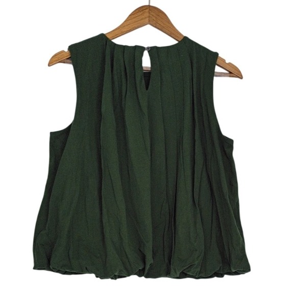 Madewell Dark Green Pleated Bubble Hem Sleeveless Top Size S; RET $52 - Picture 3 of 6